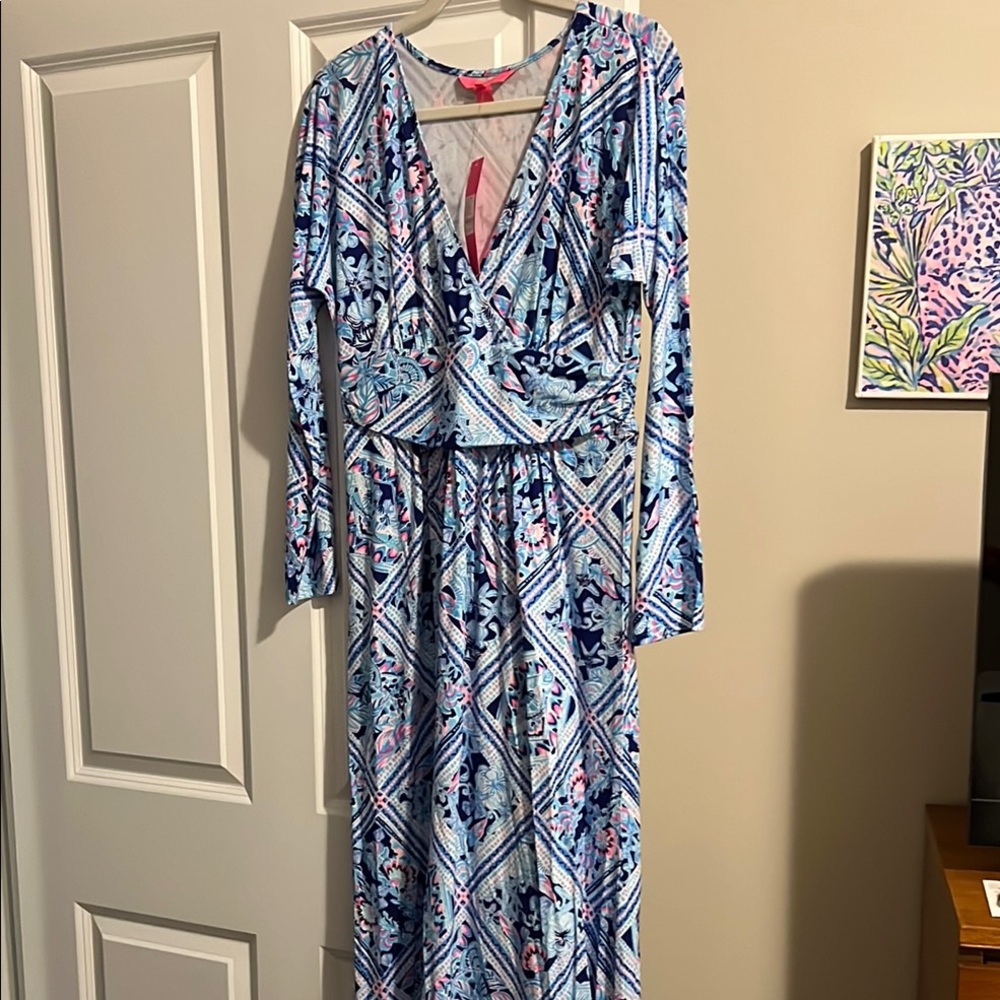 Sz L Lilly Pulitzer meet me on the dock Maxi Dress NWT